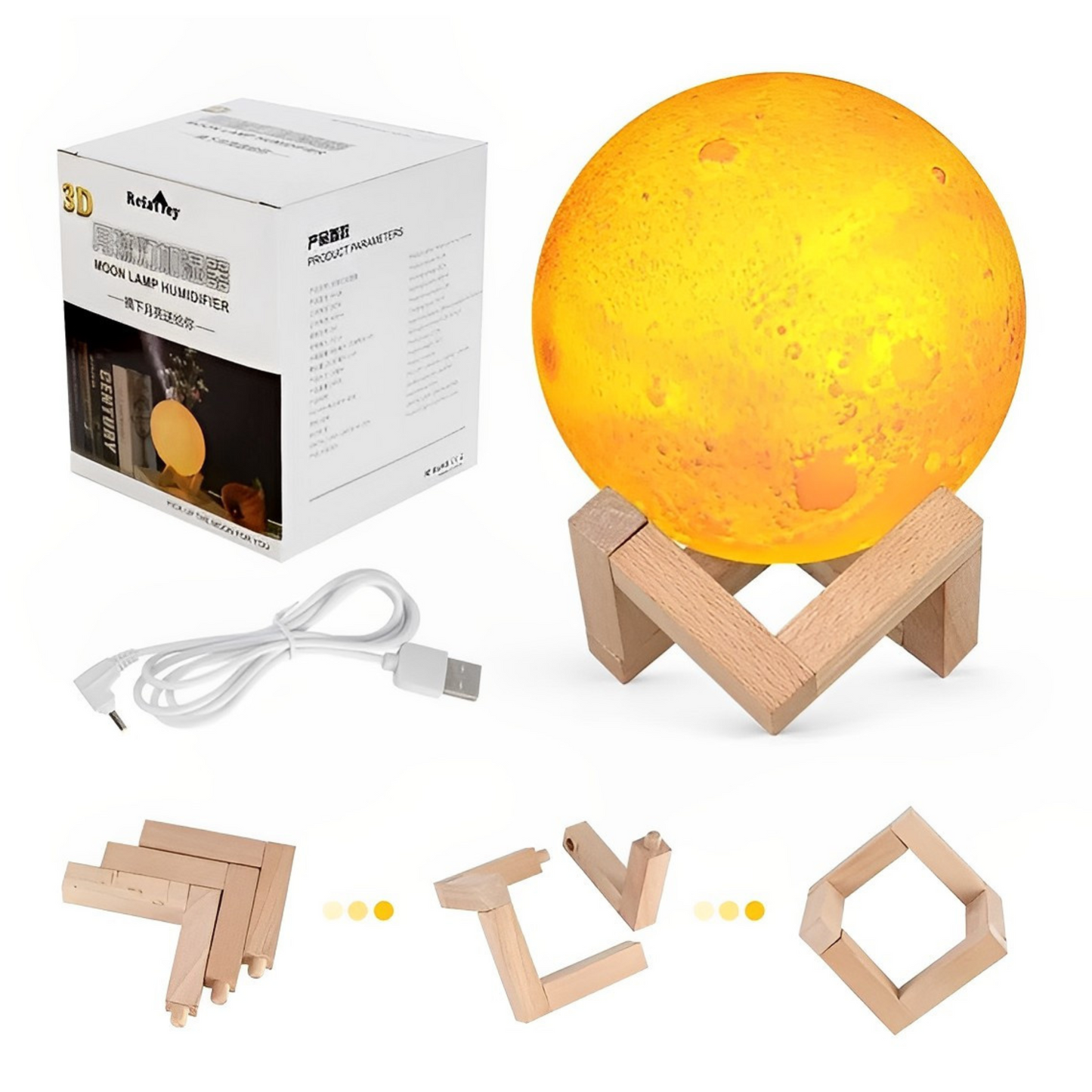 🌕💨 LÁMPARA LUNA HUMIDIFICADOR – RELAJA Y PURIFICA TU AMBIENTE
