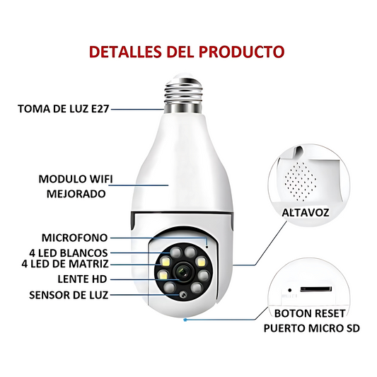📹💡 CÁMARA BOMBILLO 360° INTELIGENTE – VIGILANCIA TOTAL EN TU HOGAR 📹💡