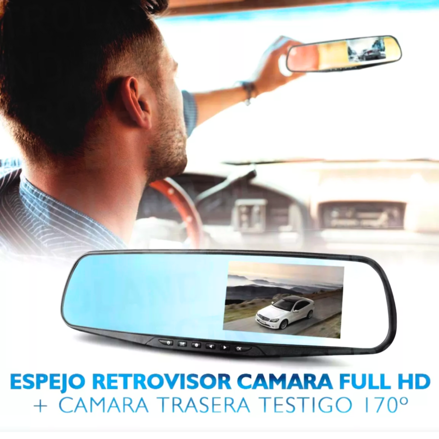 Espejo Retrovisor Doble con Cámara Frontal y Trasera 🪞🚗📹