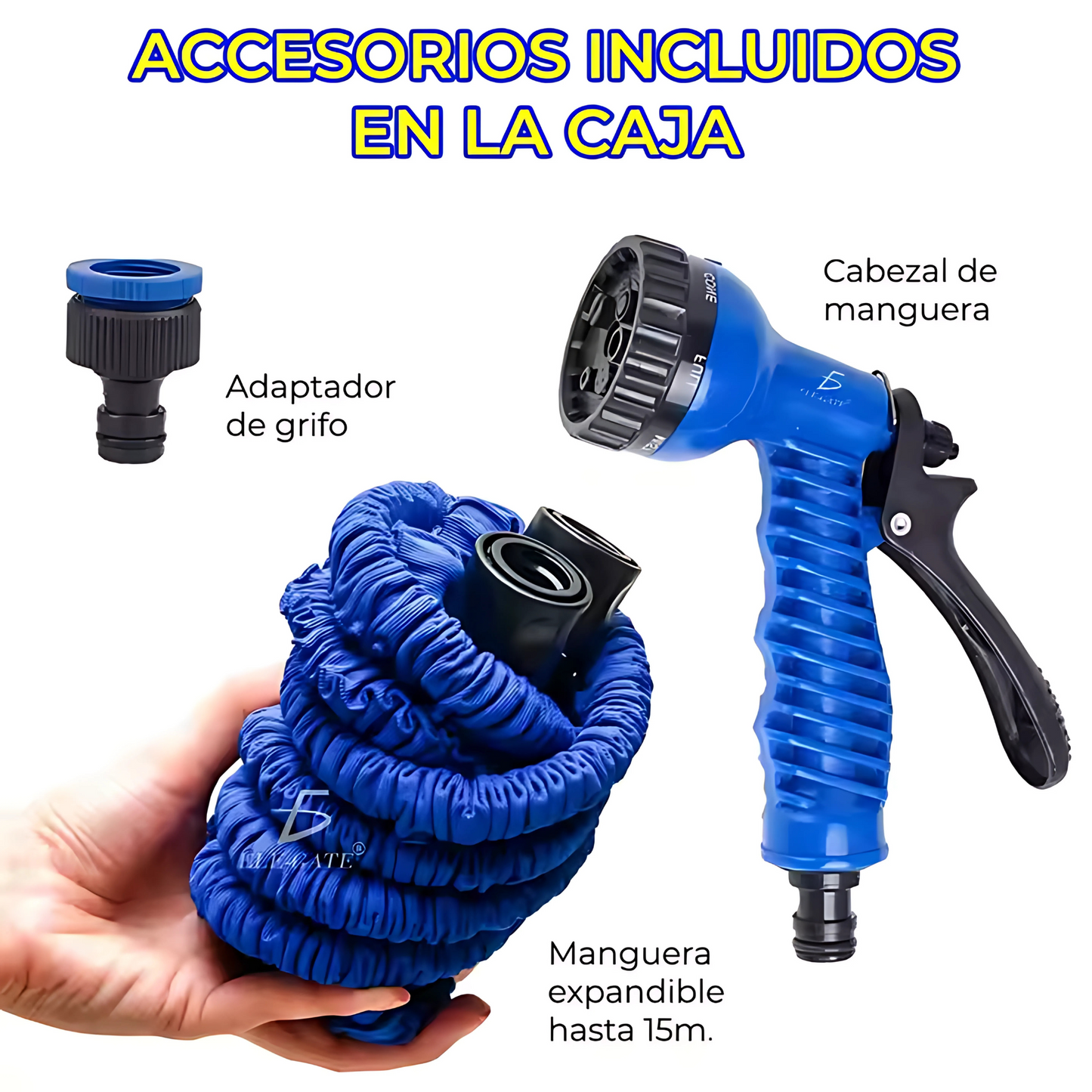 🚿💦 MANGUERA EXPANDIBLE 15 METROS + PISTOLA GRADUABLE 🌿✨