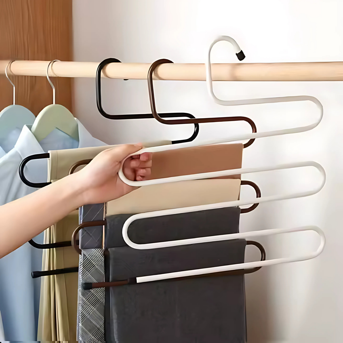 👔 ORGANIZADOR DE ROPA KJ-100 – GANCHOS MULTINIVEL PARA AHORRAR ESPACIO 👕