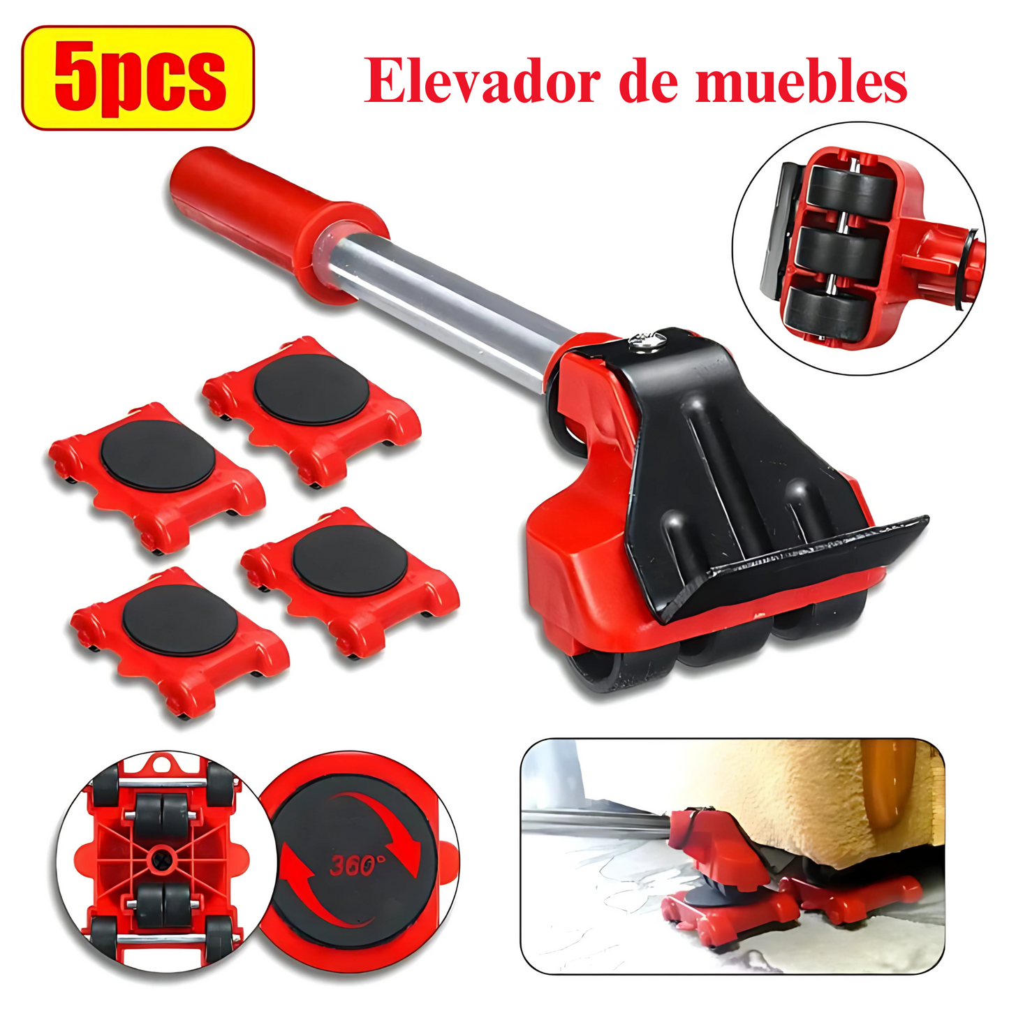 Levantador de Muebles con Rodillos 🛋️💪