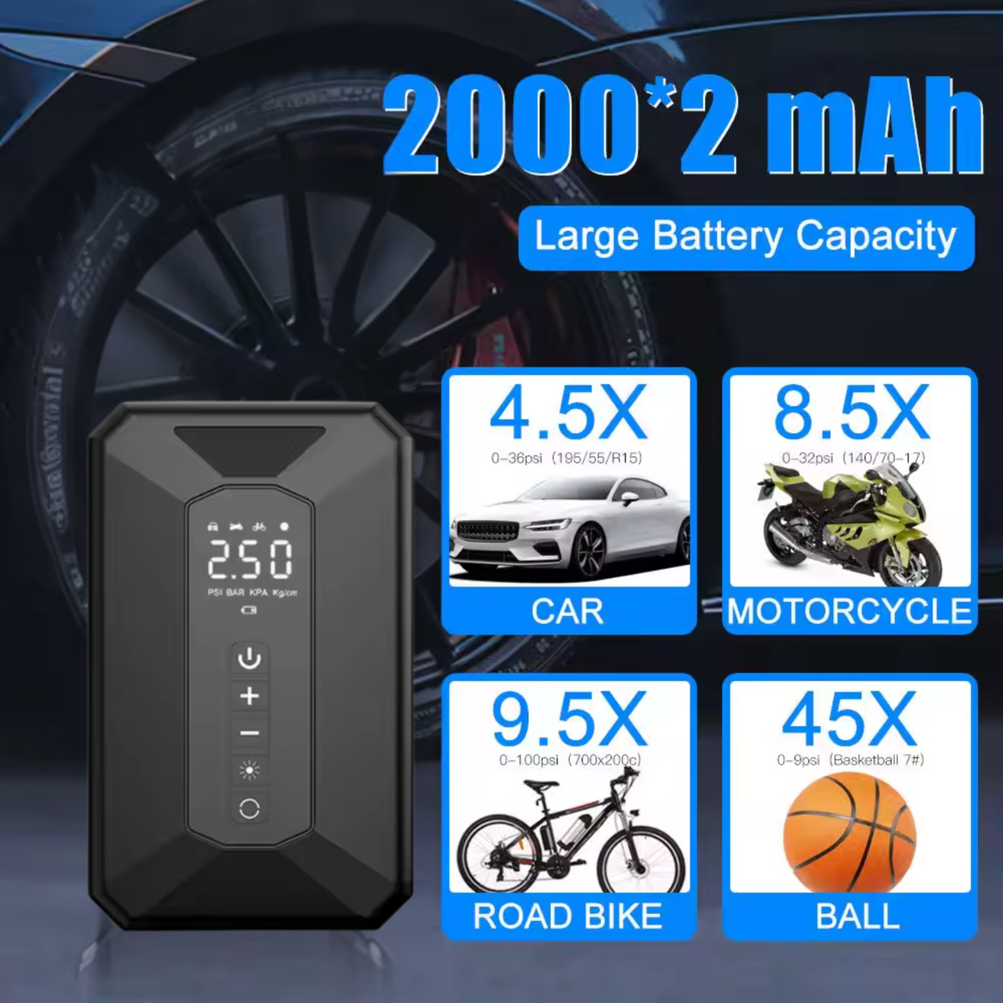 Mini Inflador Portátil Digital 🚗🏍️⚽