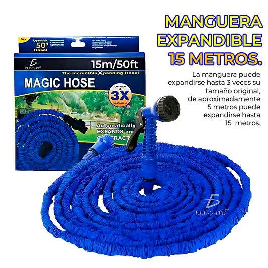 🚿💦 MANGUERA EXPANDIBLE 15 METROS + PISTOLA GRADUABLE 🌿✨