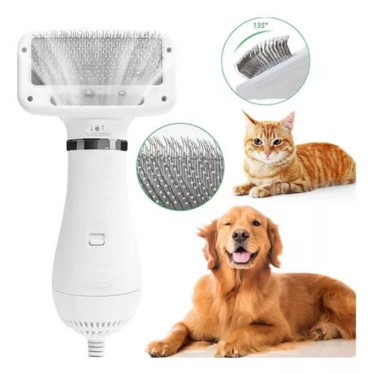 🐾💨 CEPILLO SECADOR PARA MASCOTAS – 2 EN 1: PEINADO Y SECADO 🚀
